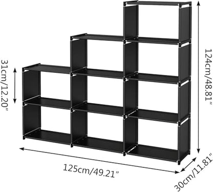 Hatchsun 9-Cube Modular Storage Organizer, Storage Rack, Bedroom Living Room Vertical Assembled Cabinet Bookshelf, Double Row 9-Grid Multi-Functional Storage Equipment
