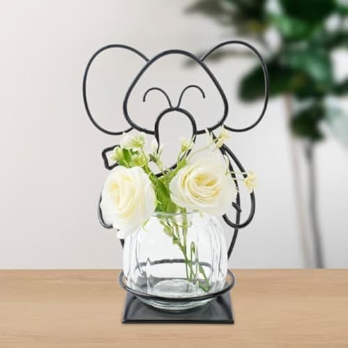 Desktop Glass Planter Hydroponics Vase, Planter Round Vase with Holder for Home Decoration, Modern Creative rabbit Plant Terrarium Stand, Scindapsus Container - color: Elephant Planter
