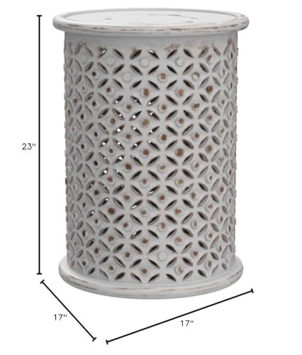 Jofran Global Archive Drum Table - Antique White, 17" W X 17" D X 23" H, Finish, (Set of 1) - color: Antique White
