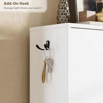 Nicetree Shoe Cabinet with 3 Flip Drawers, Narrow Shoe Organizer Cabinet, Freestanding Shoe Rack Cabinet, Modern Shoe Storage Cabinet for Entryway, Hallway, Foyer, White - color: White, style: 3-Drawers