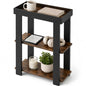 Narrow Side Table, 3-Tier Side Table, Rustic Farmhouse Narrow End Table with Storage, Slim Table Nightstand for Small Spaces, Bedroom or Living Room (Rustic Brown) - color: Rustic Brown