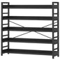 HCHQHS 5 Tier Bookshelf, Adjustable Industrial Bookcase, Vertical Tall Book Shelf, Wood and Black Metal Open Bookshelves for Home Office, Living Room, Bedroom - color: Black, size: 5-Tier (47"W x 57"H)