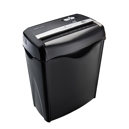 Amazon Basics 6-Sheet Cross-Cut Paper and Credit Card Shredder with 3.8 Gallon Bin, Shreds Staples, Black - color: Black, size: 6 Sheet