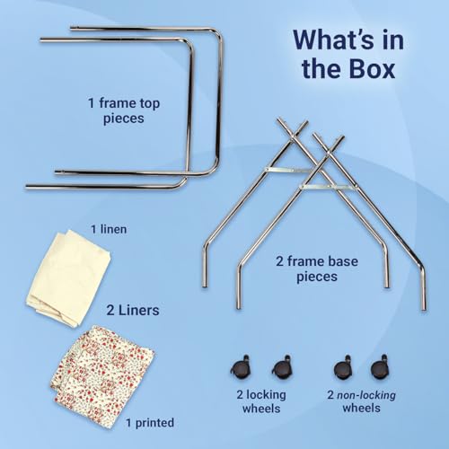 Laundry Cart With Wheels, Collapsible with Removable Liner, Rolling | Hamper Cart with Tubular Metal Frame, White Bag Included � Measures 23" x 18" x 32" - color: Laundry Cart
