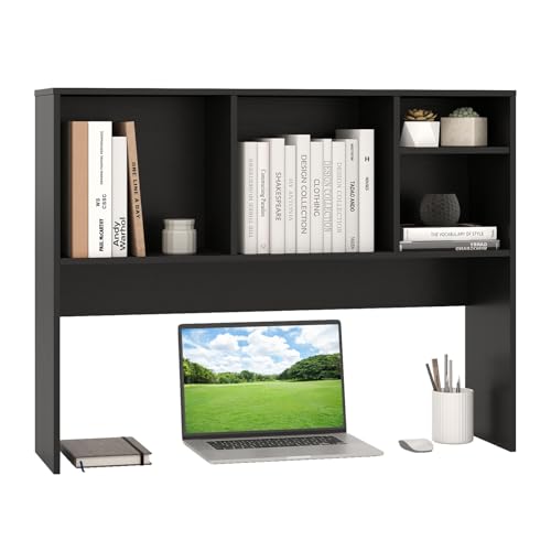 Giantex Desktop Bookshelf, Countertop Storage Hutch with 4 Shelves for Computer Desk, Dressing Tabletop Display Rack, Multipurpose Desk Hutch Storage Organizer for Home Office Dorm (Black) - color: Black, size: 4 Shelves (28.5"H)