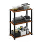 Furinno Pangkor 3-Tier Turn-N-Tube Indoor Outdoor Plant Shelf Wood Stand with Square Poles, Natural/Black - style: 3-Tier Rectangle