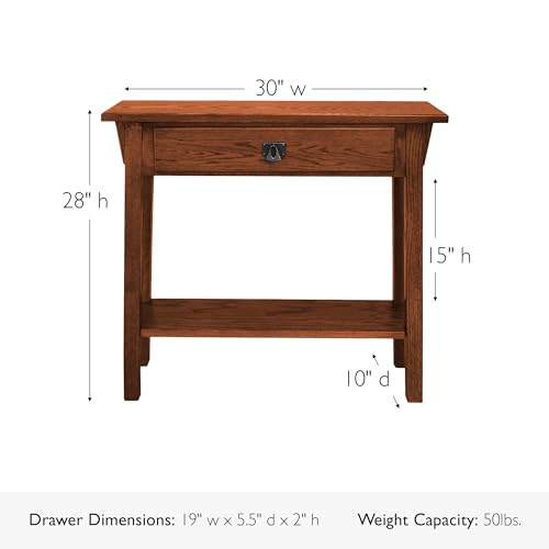 Leick Home Mission Console Table, Solid Wood, 1 Storage Drawer, Bottom Display Shelf, Narrow Depth, Easy-Assembly, For Living Room/Hallway, Russet, 30 in L x 10 in W x 28 in H, 9057-RS - color: Russet