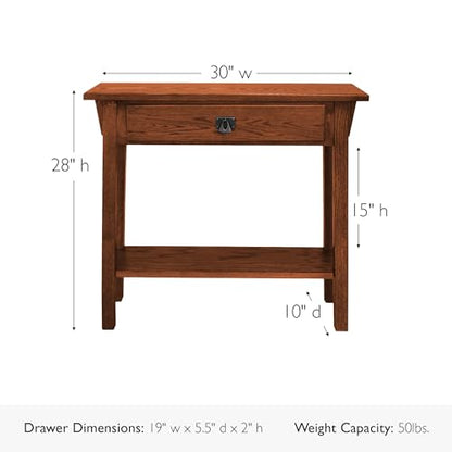 Leick Home Mission Console Table, Solid Wood, 1 Storage Drawer, Bottom Display Shelf, Narrow Depth, Easy-Assembly, For Living Room/Hallway, Russet, 30 in L x 10 in W x 28 in H, 9057-RS - color: Russet