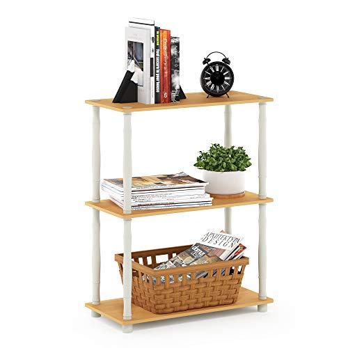 Furinno Turn-N-Tube 3-Tier Compact Multipurpose Shelf Display Rack with Classic Tube, Beech/White | Open Frame Corner Shelf, for Organization and Storage, Living Room, Garage, Home Office - color: Beech/White, size: 3-Tier Classic Tube