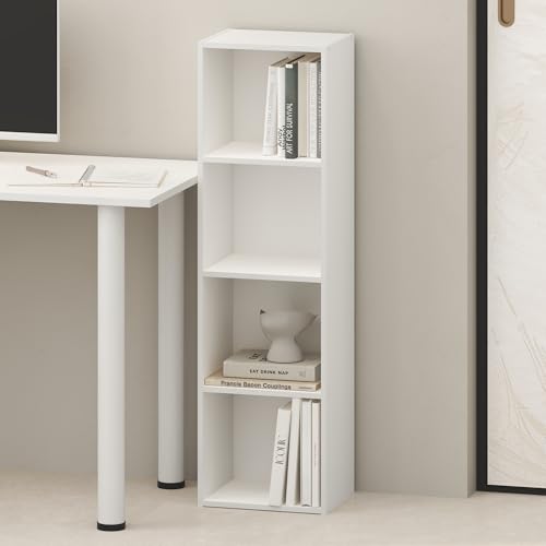 Toki 4-Tier Book Shelf, Bookcase, Bookshelf, 9 x 12 x 42 Inches, for Home Office, Living Room, White - color: White, size: 4-Tier