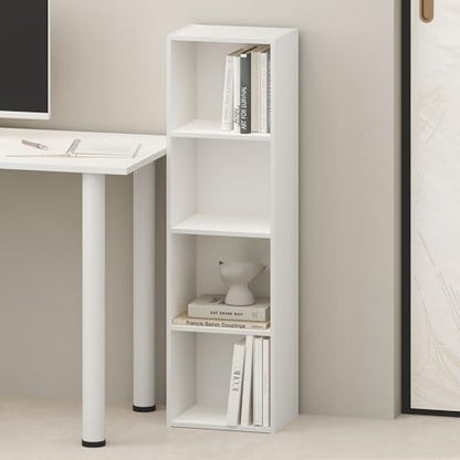 Toki 4-Tier Book Shelf, Bookcase, Bookshelf, 9 x 12 x 42 Inches, for Home Office, Living Room, White - color: White, size: 4-Tier
