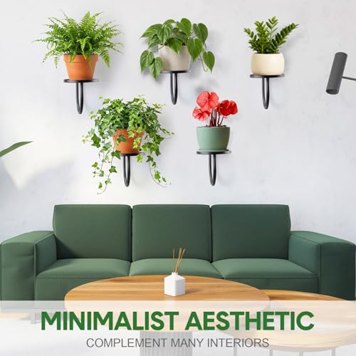 6 Pcs Hanging Planters for Indoor Plants Wall Plant Holder Indoor Wall-Mounted Planters Metal Decorative Shelf Space Saving for Windows Bedroom Living Room Kitchen Office Wall Decor