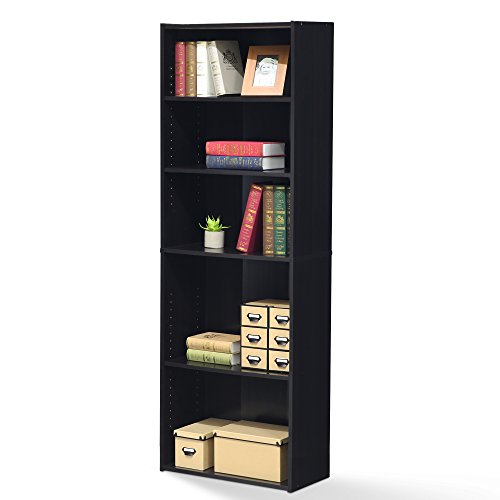 FURINNO Wright 5-Shelf Bookcase, Cinnamon Cherry - color: Cinnamon Cherry, size: 5-Tier, Adjustable