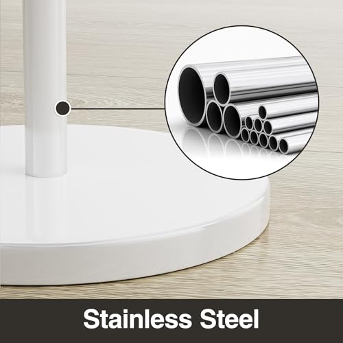 Toilet Paper Holder Stand(with Reserve Function), Free-Standing Spare Rolls Storage Holder, Stainless Steel, White - color: White