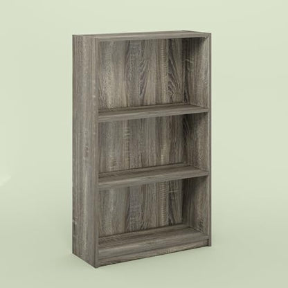Frei Bookcases, Bookshelf, 40 Inch Tall 3 Tier Display Bookcase, with Adjustable Shelves, for Home Office, Living Room, Olive Oak - color: Olive Oak, size: 9.5 (D) x 24.5 (W) x 40.3 (H) inches