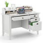 48" Computer Desk with 4 Storage Drawers and Hutch Wood Executive Table for PC Laptop