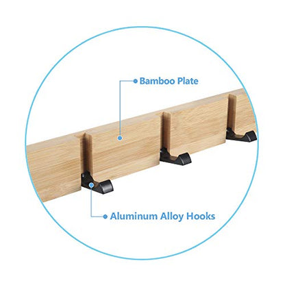 JSVER Wooden Coat Hooks Coat Rack Wall Mounted, Modern Coat Rack, Space-Saving Coat Hook with 4 Standard Retractable Hooks Hat Coat Hook for Entryway, Hallway, Bathroom, Living Room, Bedroom - size: 15.8 Inch 4 Hooks