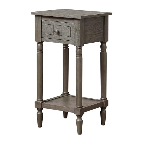 Convenience Concepts French Country Khloe 1 Drawer Accent End Table 14" - Traditional Farmhouse Side Table with Storage Drawer and Shelf for Living Room, Wirebrush Dark Gray - color: Wirebrush Dark Grey