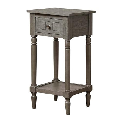 Convenience Concepts French Country Khloe 1 Drawer Accent End Table 14" - Traditional Farmhouse Side Table with Storage Drawer and Shelf for Living Room, Wirebrush Dark Gray - color: Wirebrush Dark Grey