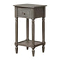 Convenience Concepts French Country Khloe 1 Drawer Accent End Table 14" - Traditional Farmhouse Side Table with Storage Drawer and Shelf for Living Room, Wirebrush Dark Gray - color: Wirebrush Dark Grey