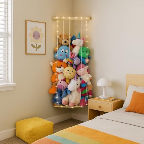PUTSKA Corner Stuffed Animal Storage, Wall Mounted, Plain - color: Plain