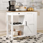 Small Kitchen Island Cart on Wheels with 31.4'' Wood Tabletop, White | Farmhouse Rolling Kitchen Island with Storage, Lockable Wheels, Drawer, Adjustable Shelf and Wine Rack for Dining Room - style: White