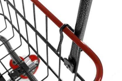 Rolling Laundry Cart with Wheels, Metal Wire Basket, Heavy Duty Utility Cart (RED) - color: Red