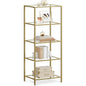 VASAGLE Bookcase, 5-Tier Bookshelf, Slim Shelving Unit for Bedroom, Bathroom, Home Office, Tempered Glass, Steel Frame, Metallic Gold ULGT029A01 - color: Metallic Gold, size: 5 Tiers (15.7"W x 49"H)