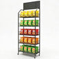 5 Tier Supermaket Snack Rack Display Stand, Retail Display Shelves with Hooks & Wheels, Metal Snack Shelf for Store Home Kitchen, Black Chip Rack Display Stand (5 Tier（60cm）) - size: 5 Tier（23.6inch）