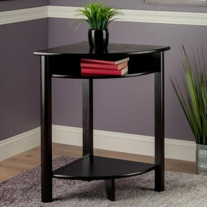 LISO Stylish Corner Desk for Home Office Space-Saving Design for Small Rooms or Apartments Ideal for Computers Laptops or Writing Tasks Durable Wood Construction with Espresso Finish
