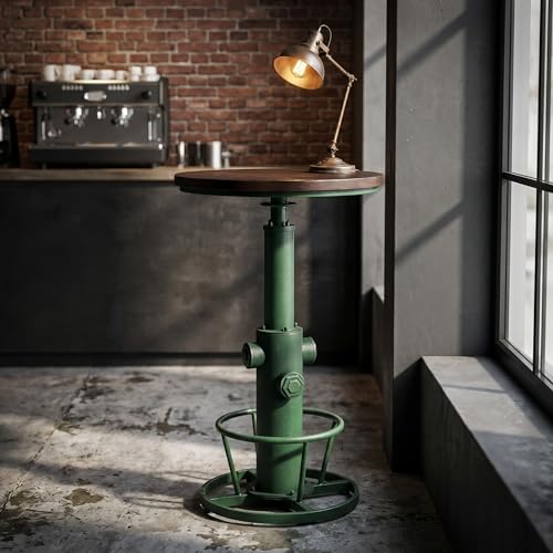 Topower Industrial Bar Table 38.58-48.43" Adjustable Pub Table Kitchen Dining Coffee Bistro Table Antique Green - color: Antique Green
