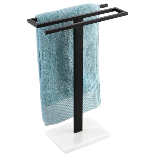 KES Black Hand Towel Holder, Free Standing Towel Rack Towel Stand S-Shape with Marble Base for Bathroom Countertop SUS304 Stainless Steel Matte Black, BTH223-BK - color: Matte Black