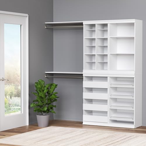 ClosetMaid Modular Storage Shelf Unit with 12 Adjustable Shelves & Dividers, White - color: White