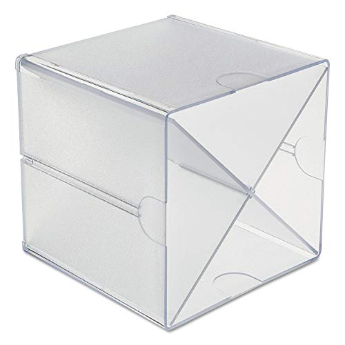deflecto 350201 Desk Cube with "X" Dividers, Clear Plastic, 6 x 7-1/5 x 6