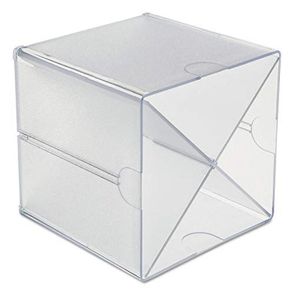 deflecto 350201 Desk Cube with "X" Dividers, Clear Plastic, 6 x 7-1/5 x 6
