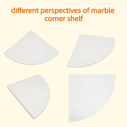2 Pcs White Marble Corner Shower Shelf for Bathroom, 9'' x 9'' x 0.8'' Marble Corner Shelves for Bathroom Wall Mounted Both Side Polished