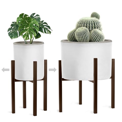 Sorbus Adjustable Metal Plant Stand – Mid Century Style Flower Pot Holder, 10 to 16 Inches Planter Stand for Modern Home Décor, Houseplants – Plant & Pot NOT INCLUDED (Brown, 1 Pack) - color: Brown, size: 10 x 14 to 16 inches