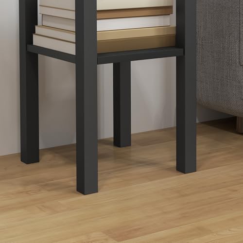 HOMCOM Narrow End Table with Drawer and Bottom Shelf, Slim Side Table for Small Spaces, Skinny Modern Accent Desk for Living Room, Set of 2, Black - color: Black