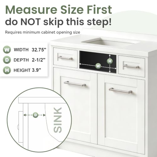 30" Tip Out Tray for Sink, Fits Cabinet Opening 32-3/5" Wide and Larger, Easy to Install, Sturdy Steel Hinges, Smooth Spring Mechanism, Maximize Space of the Unused False Drawer Front, 1 Pack - size: 30" x 2.1" x 3.8"