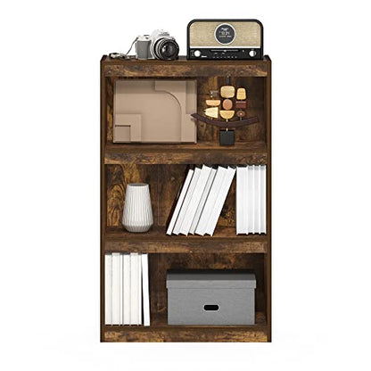 Furinno Jaya Enhanced Home Bookcase 3-Tier Adjustable Bookshelf, Amber Pine - color: Amber Pine, size: 3-Tier Thick