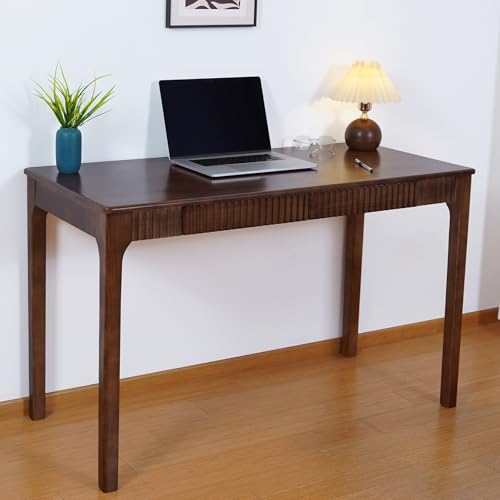 Solid Wood Desk with Drawer, Small Writing Desk for Small Spaces,Gaming Study Home Office Workbench woodenDesks for Work, 39 inch Wooden Computer Desk for Bedroom Walnut Color - color: Walnut Color 39 Inch