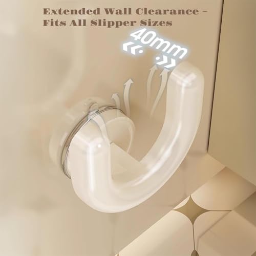 U-Shaped Wall Mounted Shoe Rack, Suction Cup No-Drill Installation Coat Hooks, Space Saving Slipper Holder for Bathroom(Cream) - color: Cream