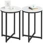 Yaheetech Round End Table Set of 2,16in Faux Marble Accent Table,Modern Side Table with Marble Top and Metal Frame,Small Coffee Table Telephone Table for Living Room/Small Space,Black - color: Black