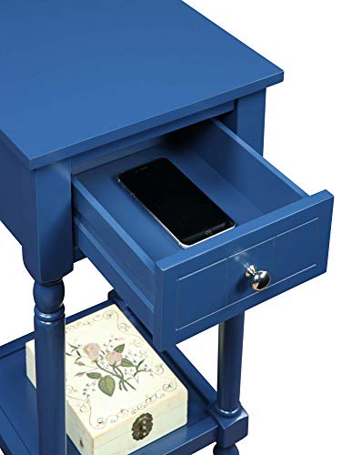 Convenience Concepts French Country Khloe 1 Drawer Accent End Table 14" - Traditional Farmhouse Side Table with Storage Drawer and Shelf for Living Room, Cobalt Blue - color: Cobalt Blue