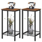 HOOBRO Tall Side Tables, Set of 2, Industrial End Telephone Tables with Adjustable Mesh Shelves, Small Tall Nightstands for Living Room, Bedroom, Entryway, Office, Rustic Brown and Black BF03DHP201 - color: Rustic Brown + Black