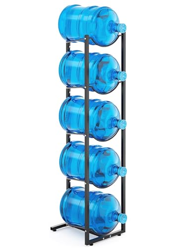 MYLOLF 5 Gallon Water Jug Stand Holder: 5 Tier Blue Steel Rack, 14.5 x 53 x 14 Inches, Holds Up to 5 Jugs, 22 Pounds Each, Space-Saving Design, Indoor Use, Office, Kitchen, Gym, Living Room - size: 5 Tier