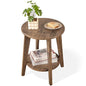 Round End Table 2 Tier Wooden Side Tables with Storage Shelf Modern Nightstand Bedside Table for Small Spaces, Living Room, Bedroom Light Brown - color: Light Brown