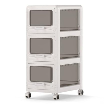 Giantex 3-Tier Rolling Storage Cart, Utility Cart with 3 Drawers & Lockable Wheels for School Art Craft Supplies, Plastic Organizer and Storage for Kitchen and Home Office - size: 3-Tier