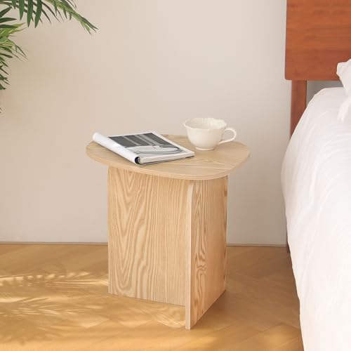 AWASEN Small Side Table, Mini End Table Living Room, Natural | Modern Accent Table with Unique Tabletop, Short Bedside Table for Small Spaces - color: Natural