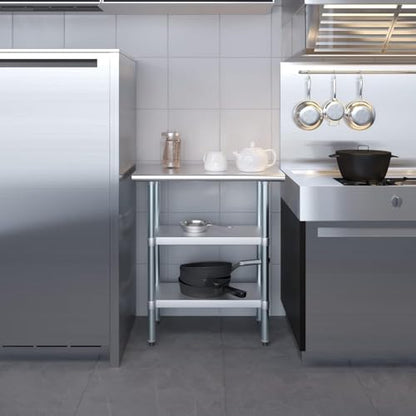 Stainless Steel Work Table with Double Undershelf | Heavy Duty Prep Table | NSF Certified | Commercial Kitchen, Restaurant, Utility Room (18 x 30) - size: 18x30